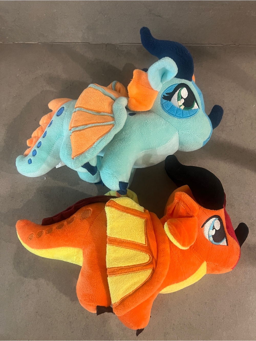 Wings of fire - Blue and Orange - Plush Dragon Set